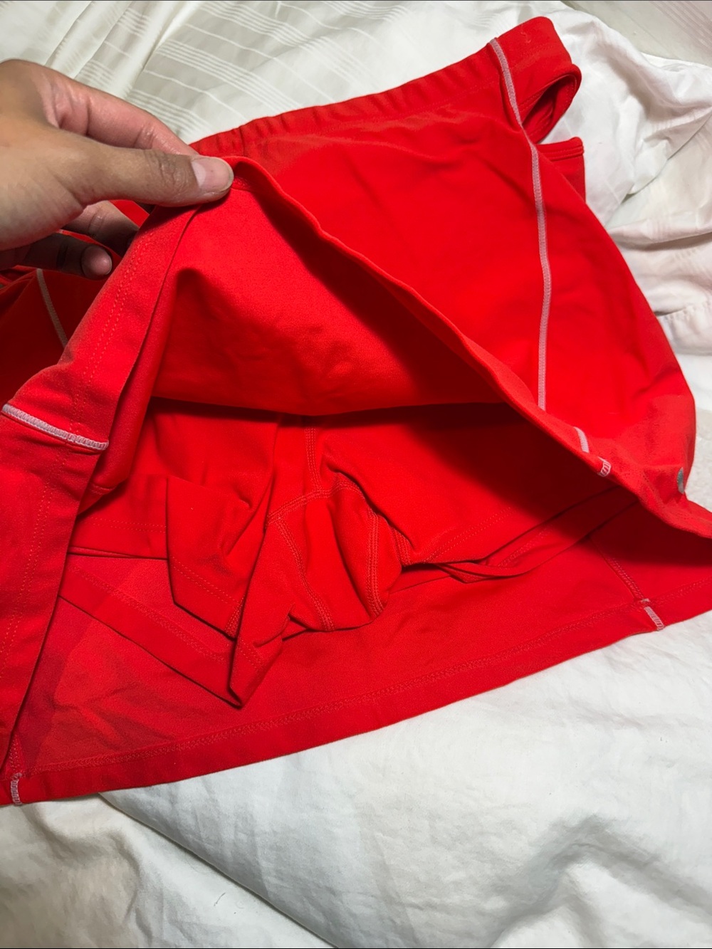 Nike Red Skort with White Swoosh and Side Cutouts - Picture 3 of 3